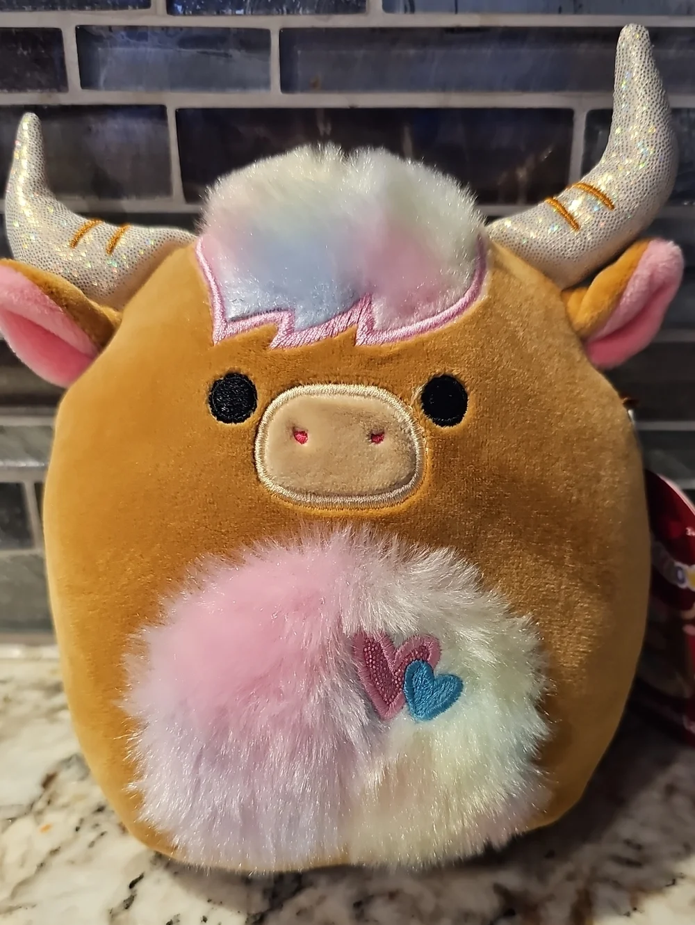 Squishmallows Brown Plush with Pink, White and Blue Accents